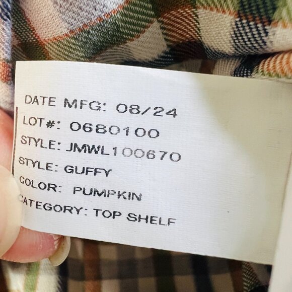 NWOT JOHNNIE-O TOP SHELF PUMPKIN GUFFY PLAID BUTTON DOWN SHIRT XXL Orange Blue - Picture 10 of 10